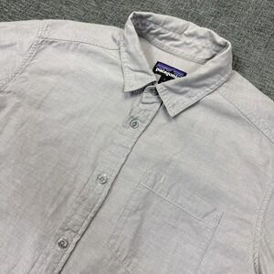 Patagonia Button Up Shirt Mens Large Gray Organic Cotton Short Sleeve Outdoor